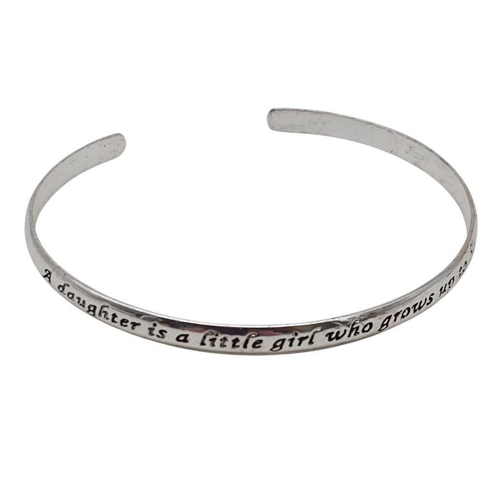 Sterling Silver Cuff Bracelet Engraved  A Daughter Is A Little Girl Who Grows Up